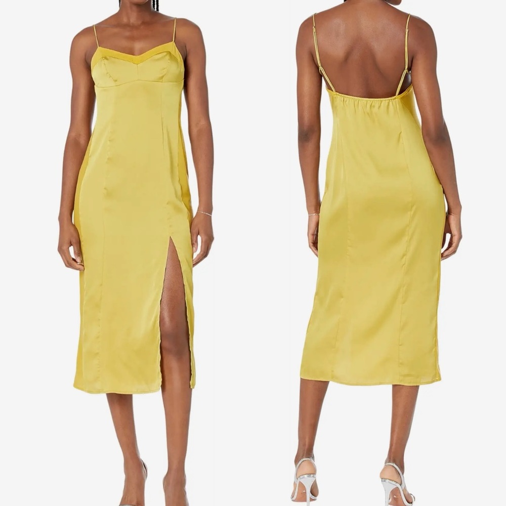 Free People City‎ Cool Midi Slip Dress Yellow Small NWT